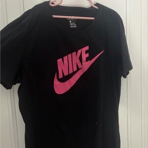Nike Black Tee with Vibrant Pink Accent